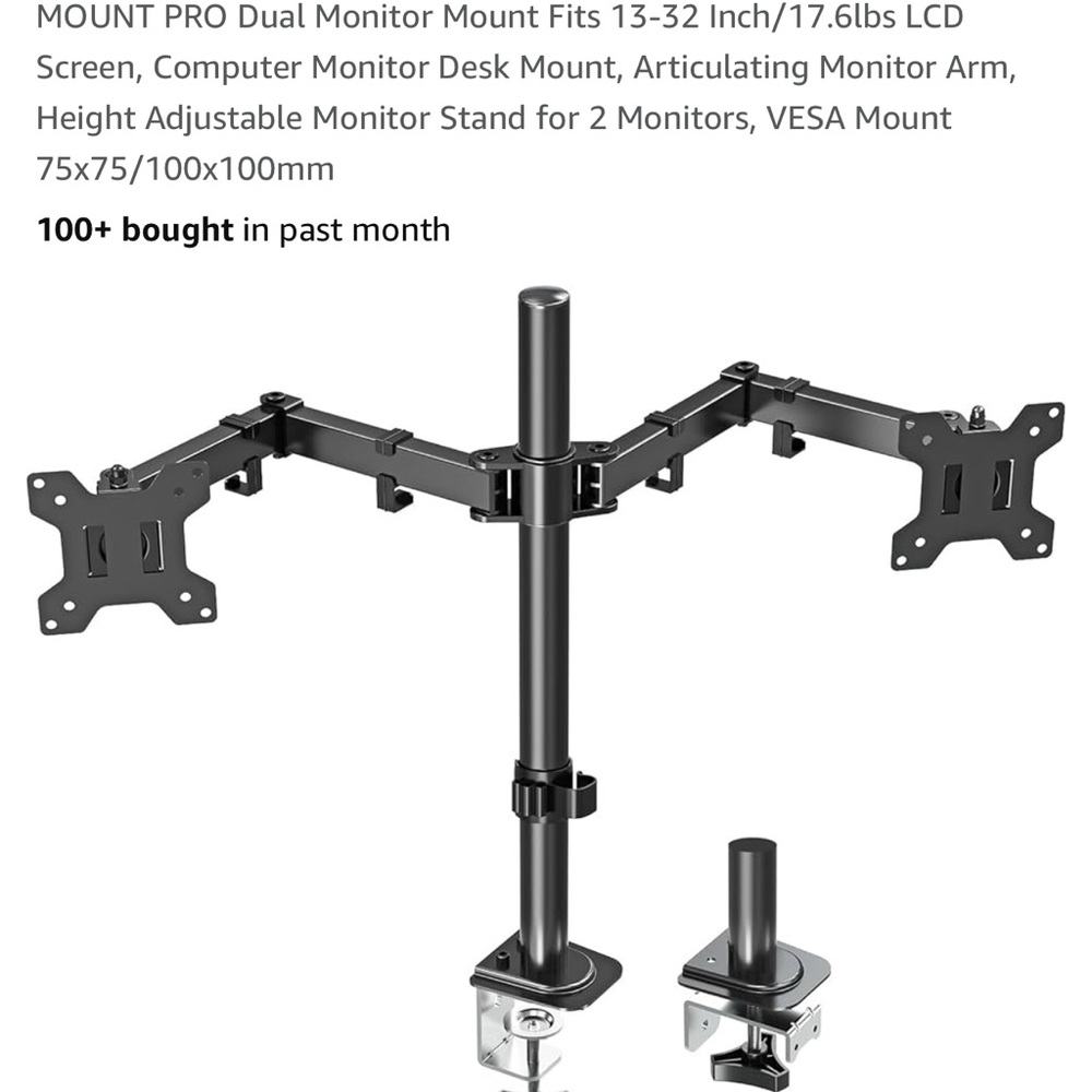 NEW- Dual monitor screen mount (13-32in)-17pound
Still in box